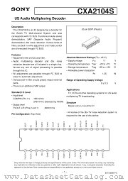 CXA2104S datasheet pdf SONY