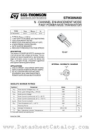 STW20NA50 datasheet pdf ST Microelectronics