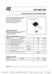 BYT08PI-1000 datasheet pdf ST Microelectronics