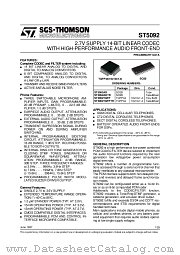 ST5092TQFP datasheet pdf ST Microelectronics
