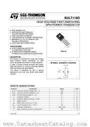BULT118D datasheet pdf ST Microelectronics