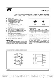 74LVQ02TTR datasheet pdf ST Microelectronics