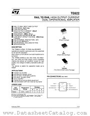 TS922ID datasheet pdf ST Microelectronics