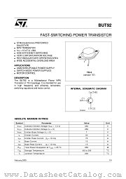 BUT92 datasheet pdf ST Microelectronics