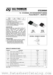 STD2NB60-1 datasheet pdf ST Microelectronics