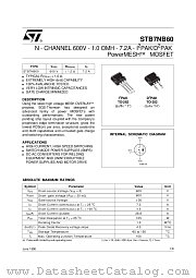 STB7NB60 datasheet pdf ST Microelectronics