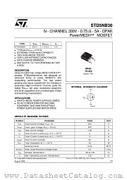 STD5NB30 datasheet pdf ST Microelectronics