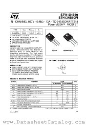 STW13NB60 datasheet pdf ST Microelectronics