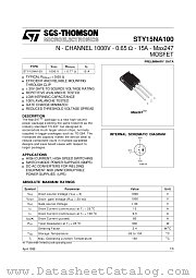 STY15NA100 datasheet pdf ST Microelectronics