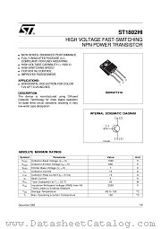 ST1802HI datasheet pdf ST Microelectronics