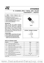 STW50NB20 datasheet pdf ST Microelectronics