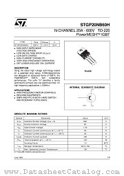 STGP20NB60H datasheet pdf ST Microelectronics