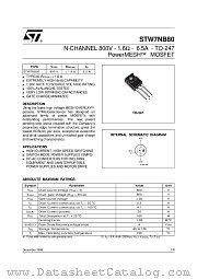 STW7NB80 datasheet pdf ST Microelectronics
