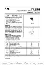 STB10NB50 datasheet pdf ST Microelectronics