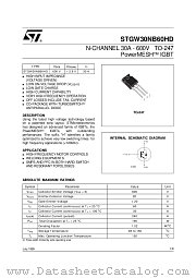 STGW30NB60HD datasheet pdf ST Microelectronics