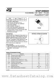 STGP12NB60H datasheet pdf ST Microelectronics