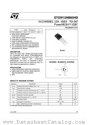 STGW12NB60HD datasheet pdf ST Microelectronics
