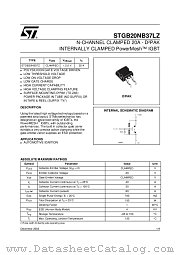 STGB20NB37LZ datasheet pdf ST Microelectronics