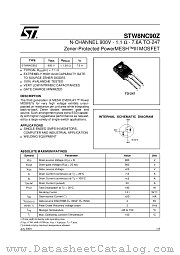 STW8NC90Z datasheet pdf ST Microelectronics