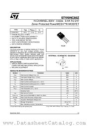 STW9NC80Z datasheet pdf ST Microelectronics