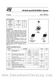 BTA41-600B datasheet pdf ST Microelectronics