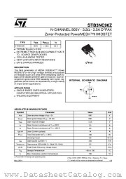 STB3NC90Z datasheet pdf ST Microelectronics