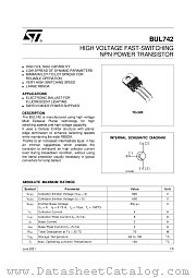 BUL742 datasheet pdf ST Microelectronics
