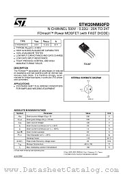 STW20NM50FD datasheet pdf ST Microelectronics