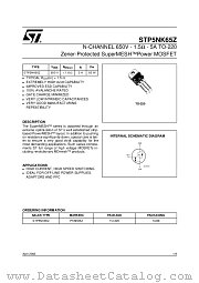 STP5NK65Z datasheet pdf ST Microelectronics