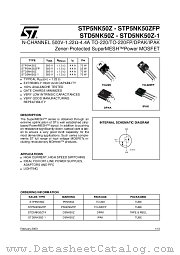 STD5NK50Z datasheet pdf ST Microelectronics