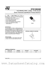 STW12NK80Z datasheet pdf ST Microelectronics