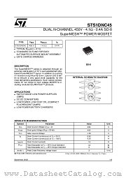 STS1DNC45 datasheet pdf ST Microelectronics
