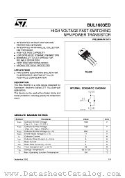 BUL1603ED datasheet pdf ST Microelectronics