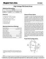 HV3922C datasheet pdf Supertex Inc