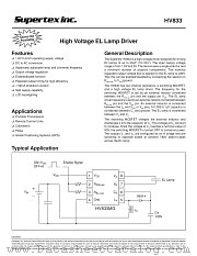 HV833MG datasheet pdf Supertex Inc