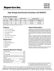 HV9102 datasheet pdf Supertex Inc