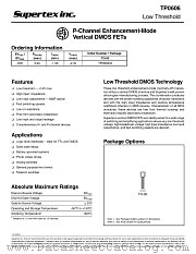 TP0606 datasheet pdf Supertex Inc