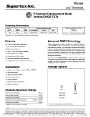 TP2104ND datasheet pdf Supertex Inc