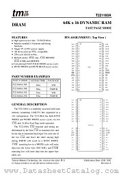 T221160A datasheet pdf Taiwan Memory Technology