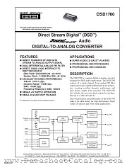 DSD1700 datasheet pdf Texas Instruments