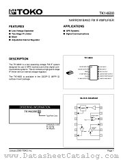 TK14600M/600 datasheet pdf TOKO