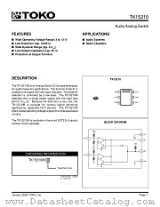 TK15210MTL/S1 datasheet pdf TOKO