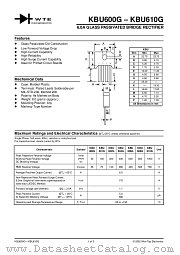 KBU604G datasheet pdf Won-Top Electronics