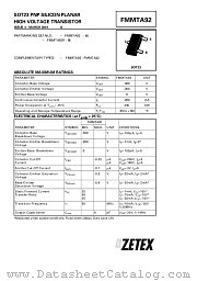 FMMTA93 datasheet pdf Zetex Semiconductors
