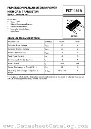 FZT1151A datasheet pdf Zetex Semiconductors