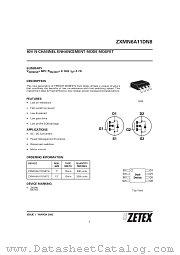 ZXMN6A11DN8 datasheet pdf Zetex Semiconductors
