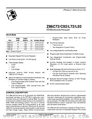 Z86C92 datasheet pdf Zilog