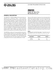 Z86C93 datasheet pdf Zilog