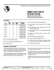 Z86K18 datasheet pdf Zilog