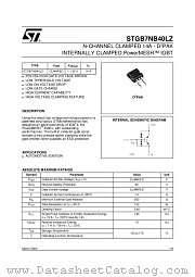STGB7NB40LZT4 datasheet pdf ST Microelectronics